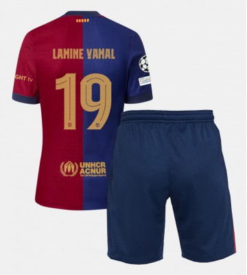 Barcelona Lamine Yamal #19 Primera Equipación Niños 2024-25 Manga Corta (+ Pantalones cortos)